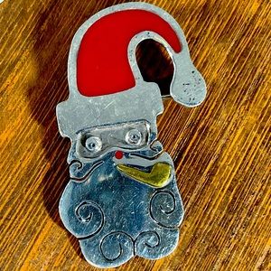 ANNE HARVEY STERLING SILVER ENAMEL MEXICO SANTA CLAUS PIPE CHRISTMAS BROOCH PIN